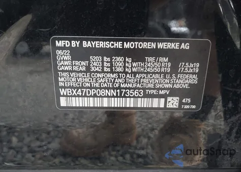 2022 BMW X3 Sdrive30I z USA, uszkodzony, nr VIN WBX47DP08NN173563